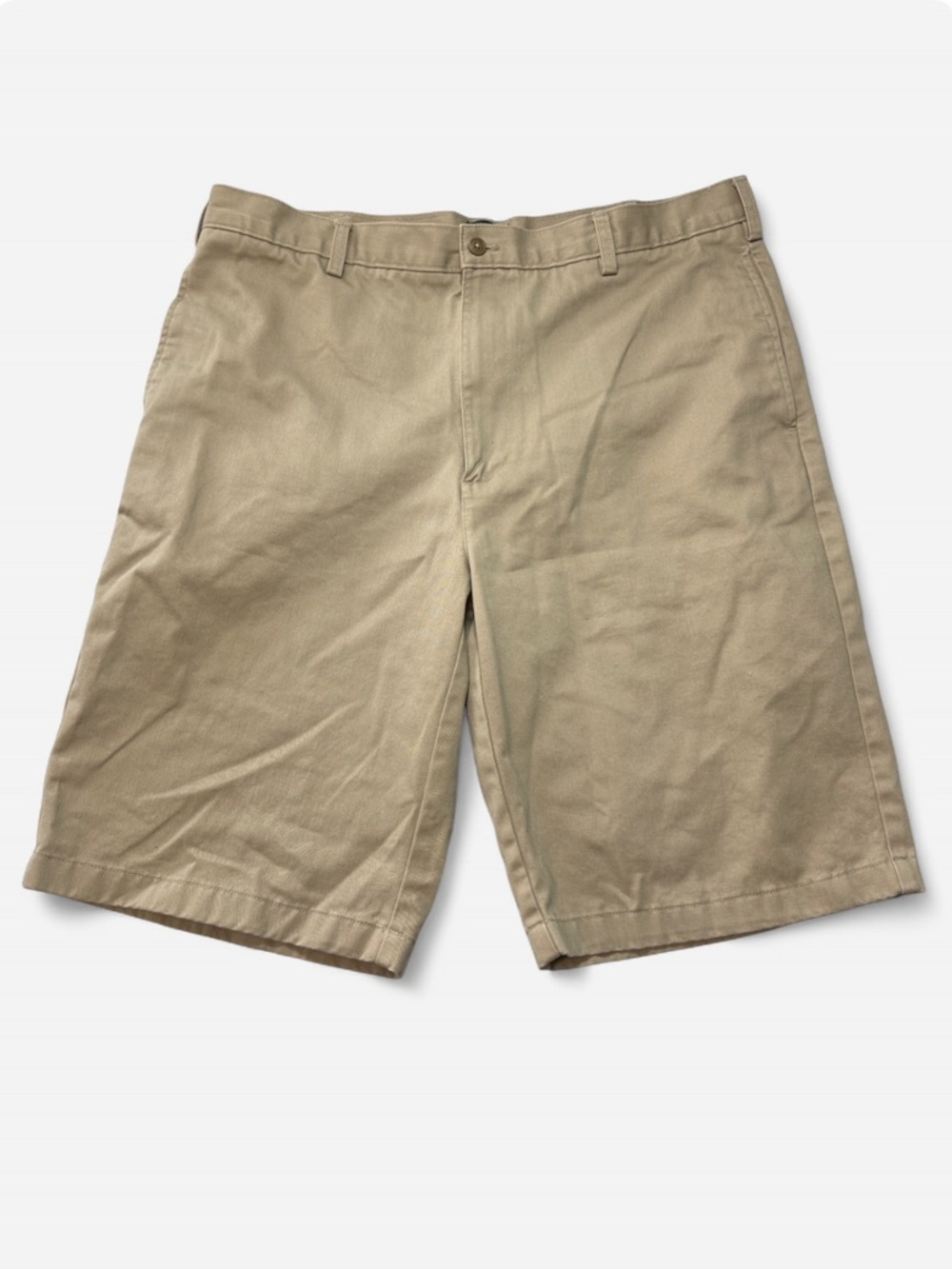 Lands' End Men's Tan Flat-Front Cotton Shorts Size 38